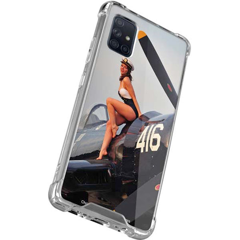 1940s Navy Pin-Up Girl On Corsair Fighter Plane Galaxy A51 5G Clear Case